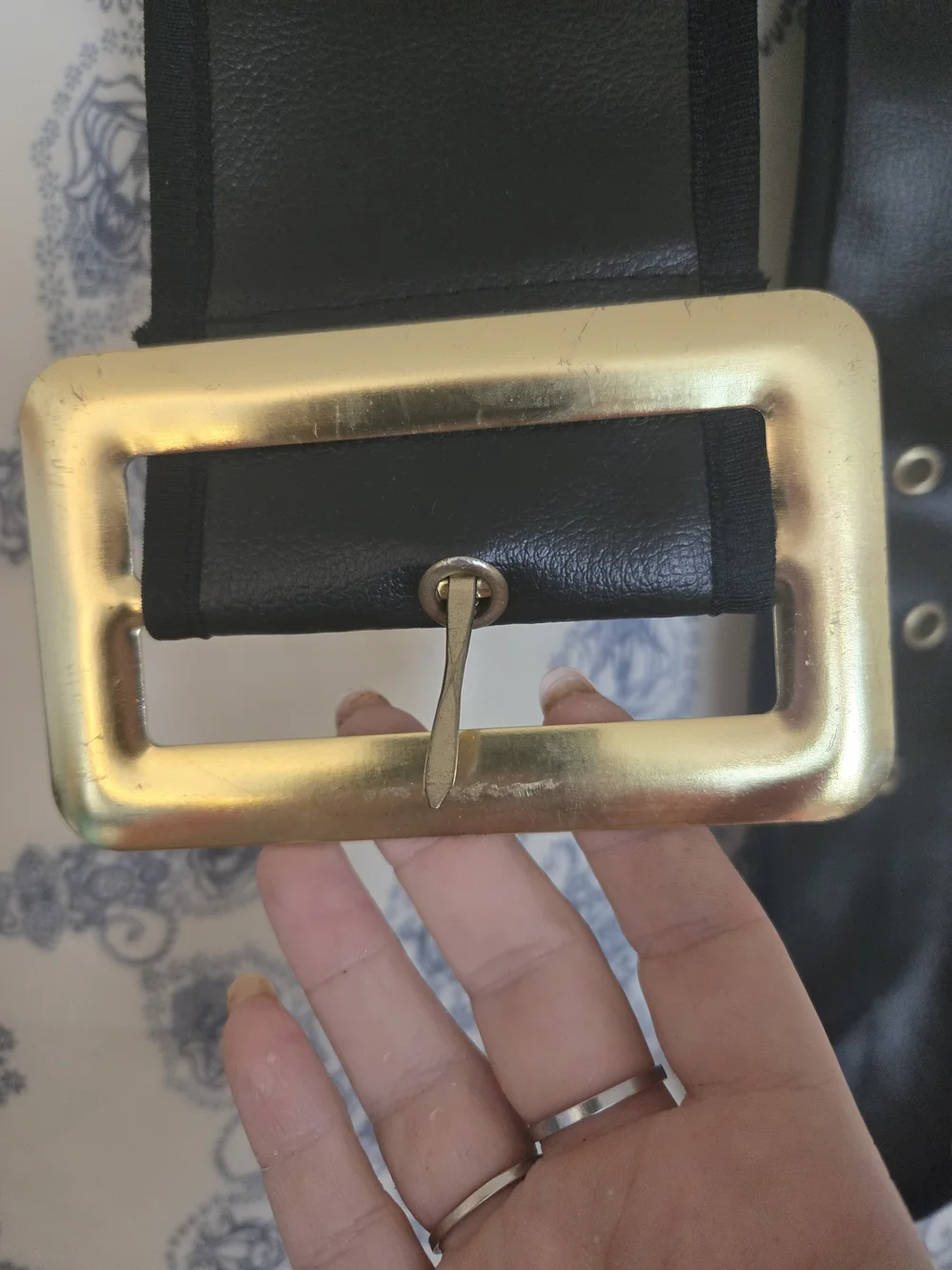 4/$15 Pirate Costume Black Unisex Leather Wide Belt W Big Buckle 66